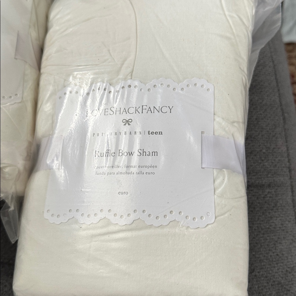 LoveShackFancy Cream Ruffle Bow Sham - Picture 2 of 2